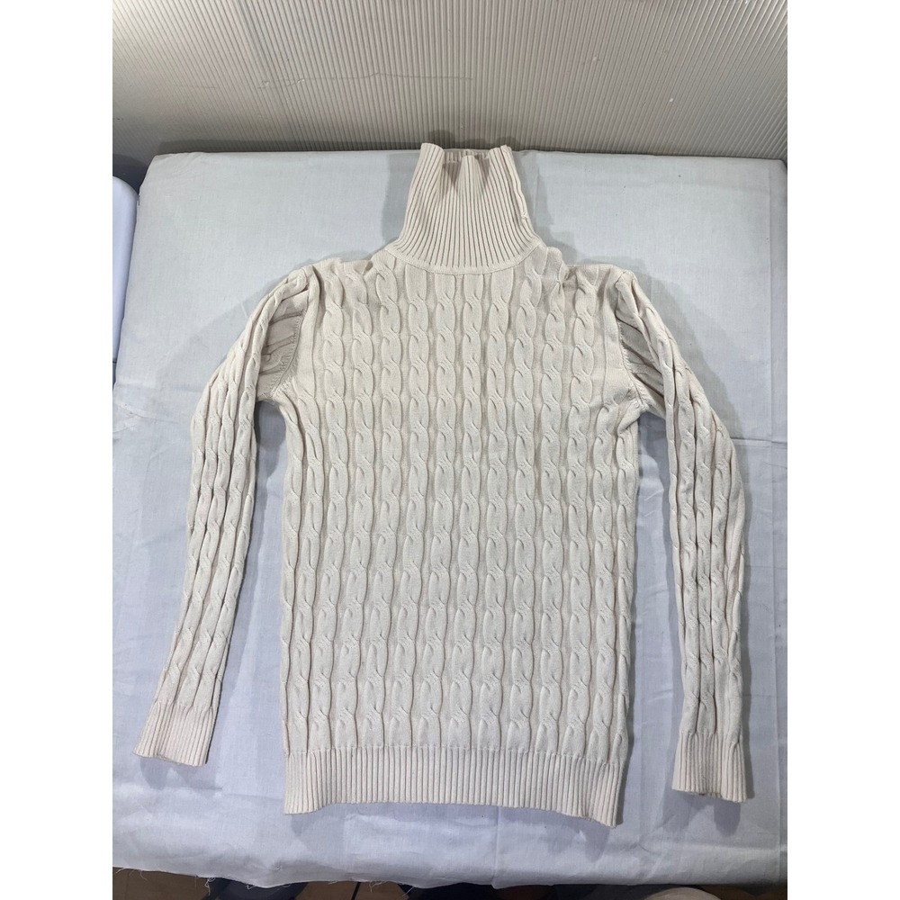 Cream Cable Knit Turtleneck‎ Sweater Coofandy Long Sleeve Womens Size L